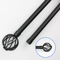 Barras De Cortina 19mm Extensibles Metálicas 120-210 Cm (NEGRO)