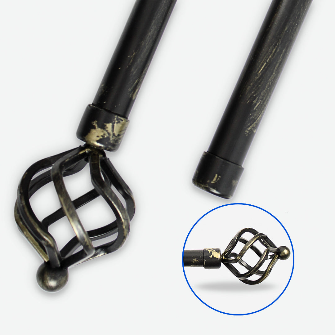 Barras De Cortina 19mm Extensibles Metálicas 120-210 Cm (NEGRO)