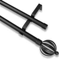 Barras De Cortina 19mm Extensibles Metálicas 120-210 Cm (NEGRO)