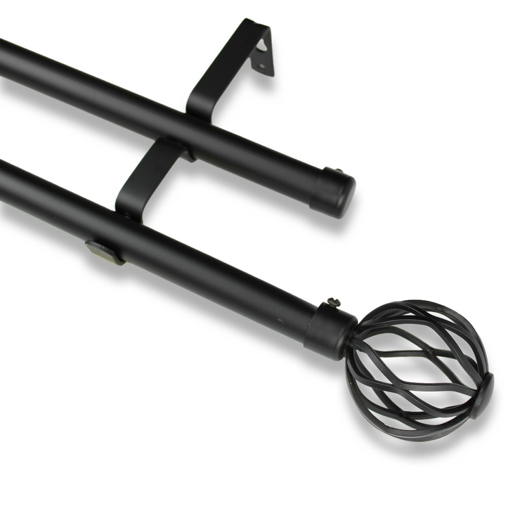 Barras De Cortina 19mm Extensibles Metálicas 120-210 Cm (NEGRO)