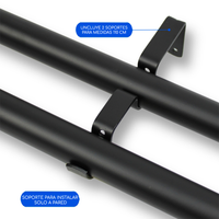 Barras De Cortina 25mm Extensibles Metálicas 120-210 Cm (NEGRO)