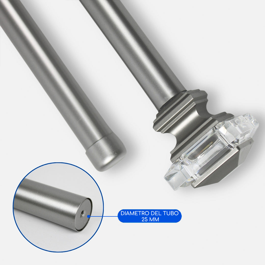 Barras De Cortina 25mm Extensibles Metálicas 120-210 Cm (PLATEADO)