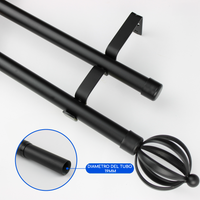 Barras De Cortina 19mm Extensibles Metálicas 120-210 Cm (NEGRO)