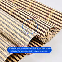 Cortina Roller Bambu Persiana Enrollable - CAFE RAYAS OSCURAS