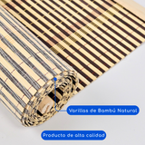 Cortina Roller Bambu Persiana Enrollable - CAFE RAYAS OSCURAS