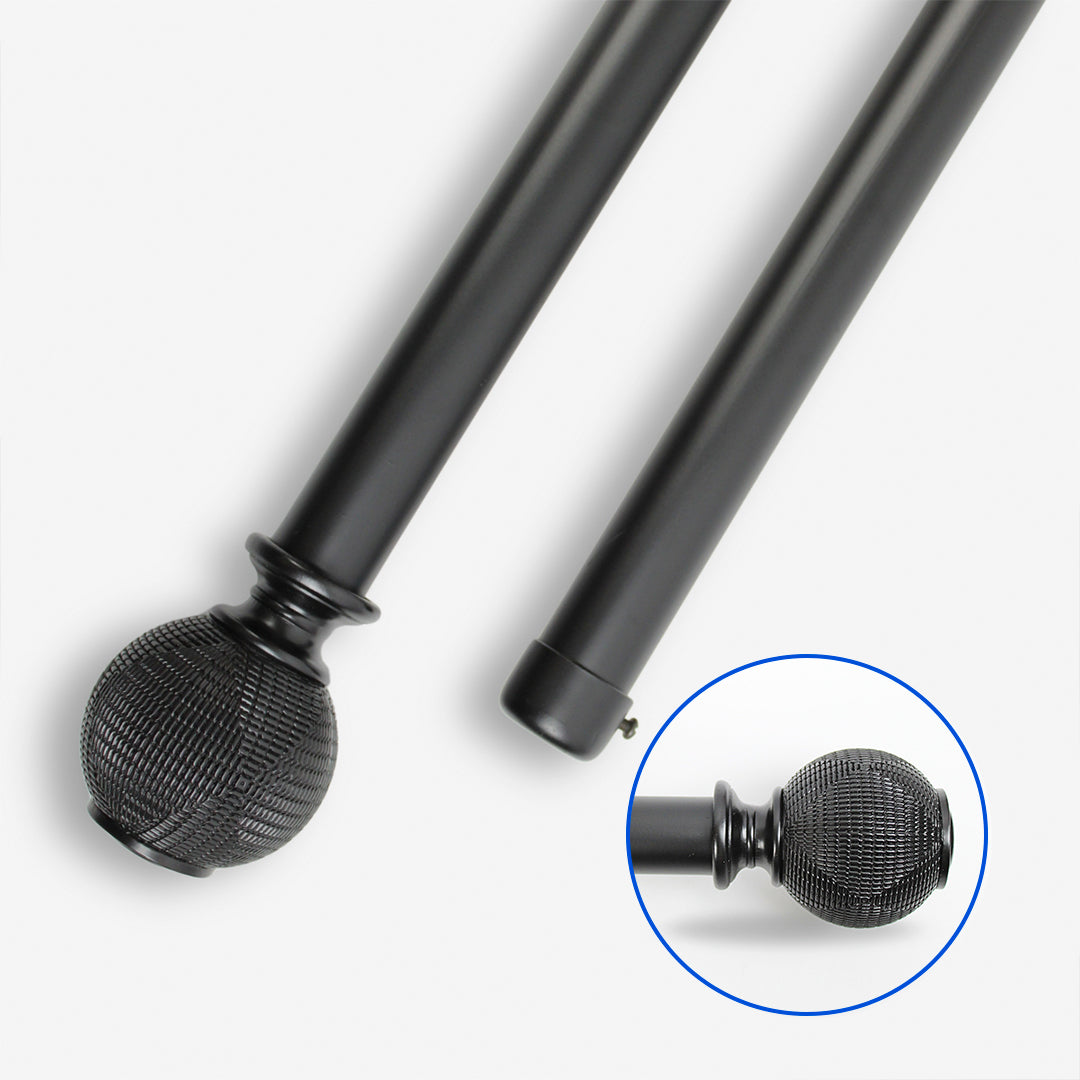 Barras De Cortina 25mm Extensibles Metálicas 120-210 Cm (NEGRO)