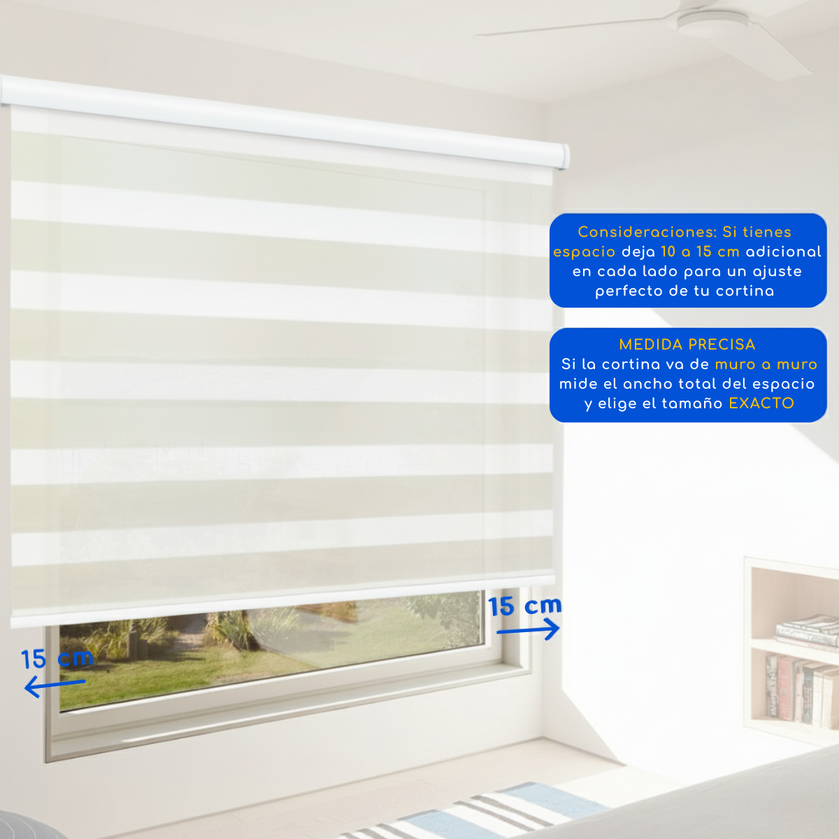 Cortina Roller Duo Blackout 80% Día Y Noche - Beige