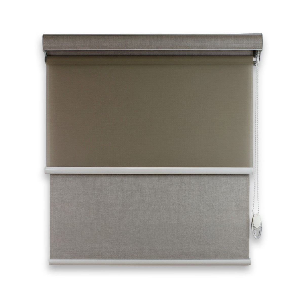 Cortina Roller Blackout 2 Paño Doble Con Visillo CON CENEFA - CAFÉ JASPEADO