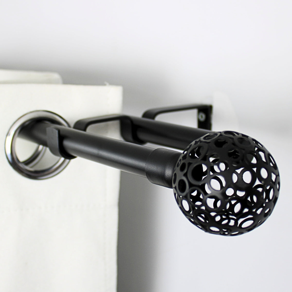 Barras De Cortina 19mm Extensibles Metálicas 120-210 Cm (NEGRO)