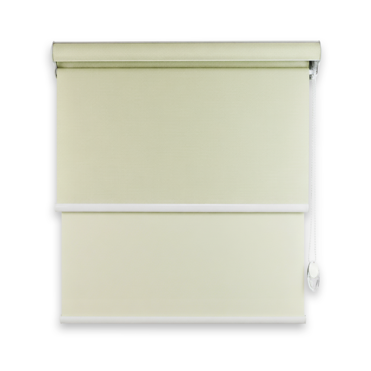 Cortina Roller Blackout 2 Paño Doble Con Visillo CON CENEFA - CREMA MANZANA