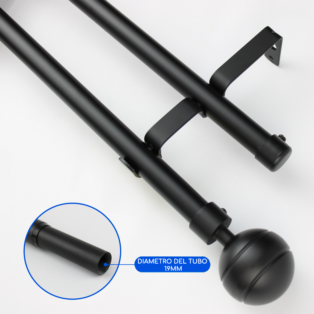 Barras De Cortina 19mm Extensibles Metálicas 160-300 Cm (NEGRO)