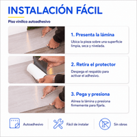 Piso Vinílico Autoadhesivo 91,44x15,24cm Antideslizante 5m2 36 piezas Gris Claro Guiza