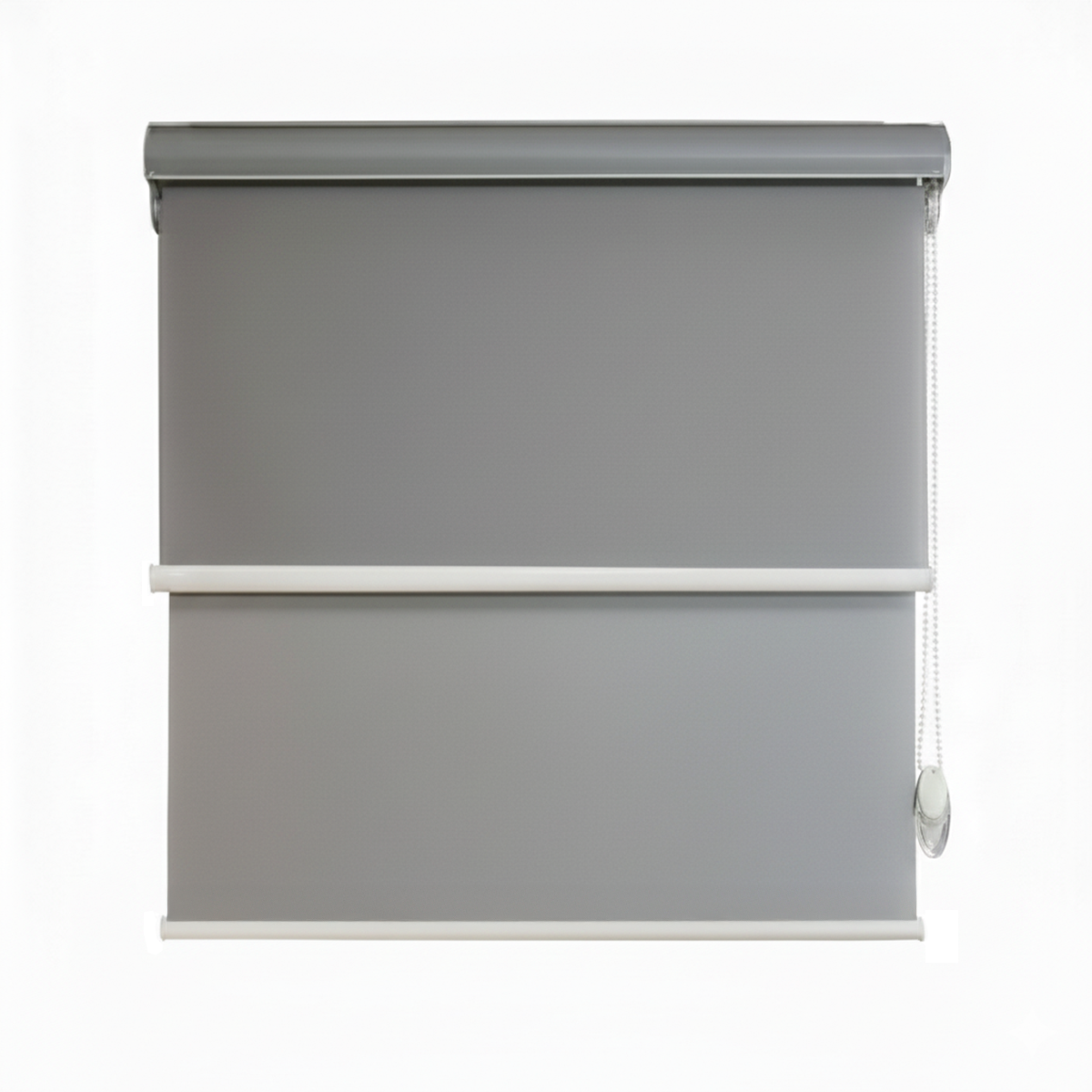 Cortina Roller Blackout 2 Paño Doble Con Visillo CON CENEFA - GRIS LISO