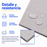 Piso Vinílico Autoadhesivo 91,44x15,24cm Antideslizante 5m2 36 piezas Gris Claro Guiza