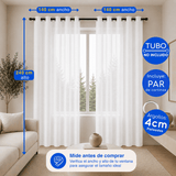 Cortina Visillo Velo Liso Traslúcido 2 Paños  Blanco Liso Guiza