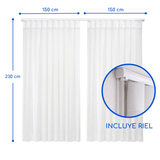 Cortina Roller Vertical 2 Paños 150 C/u Con Riel Blanca Guiza