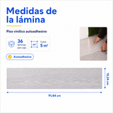Piso Vinílico Autoadhesivo 91,44x15,24cm Antideslizante 5m2 36 piezas Gris Claro Guiza
