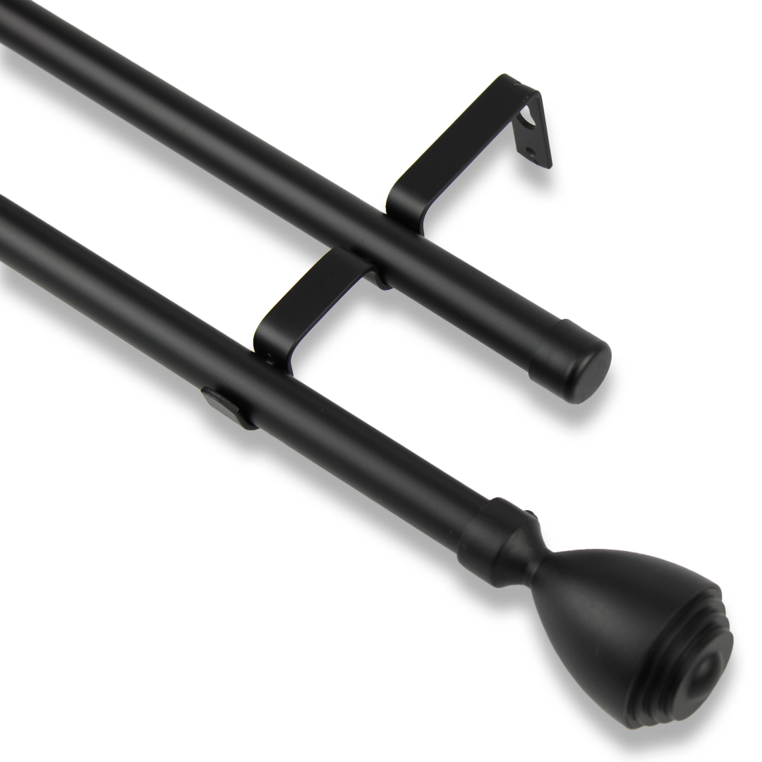 Barras De Cortina 19mm Extensibles Metálicas 120-210 Cm (NEGRO)
