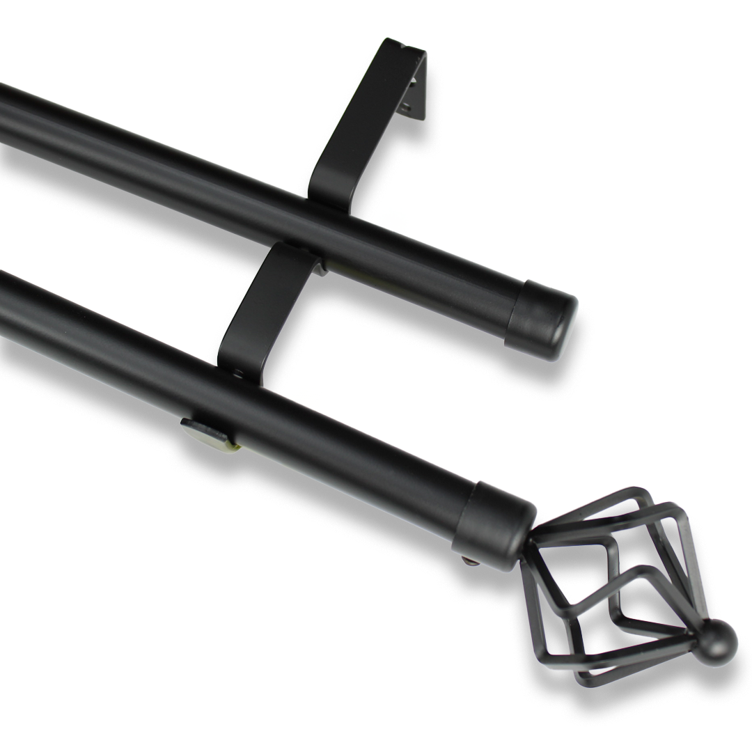 Barras De Cortina 19mm Extensibles Metálicas 120-210 Cm (NEGRO)
