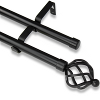 Barras De Cortina 19mm Extensibles Metálicas 120-210 Cm (NEGRO)