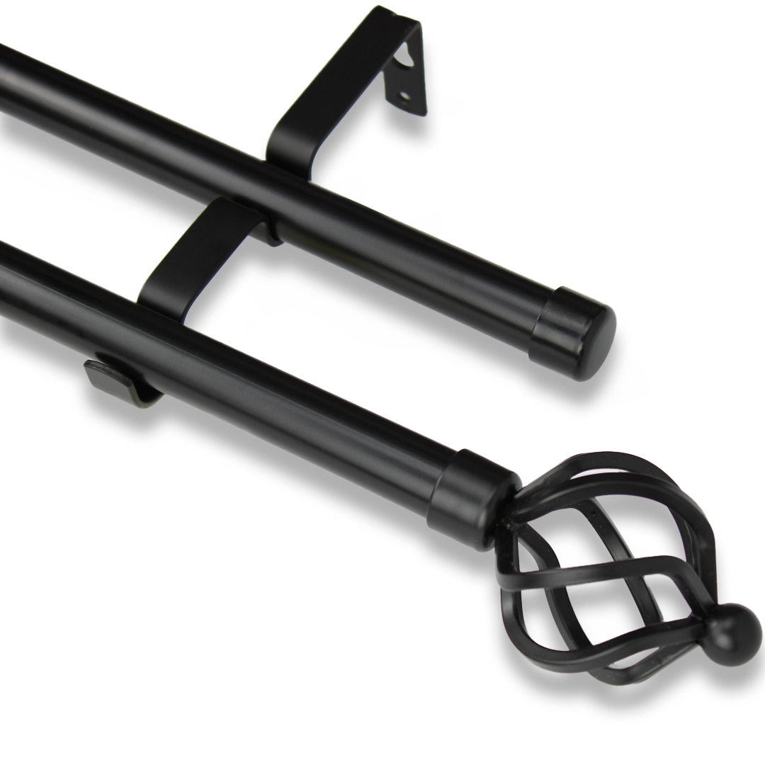 Barras De Cortina 19mm Extensibles Metálicas 120-210 Cm (NEGRO)