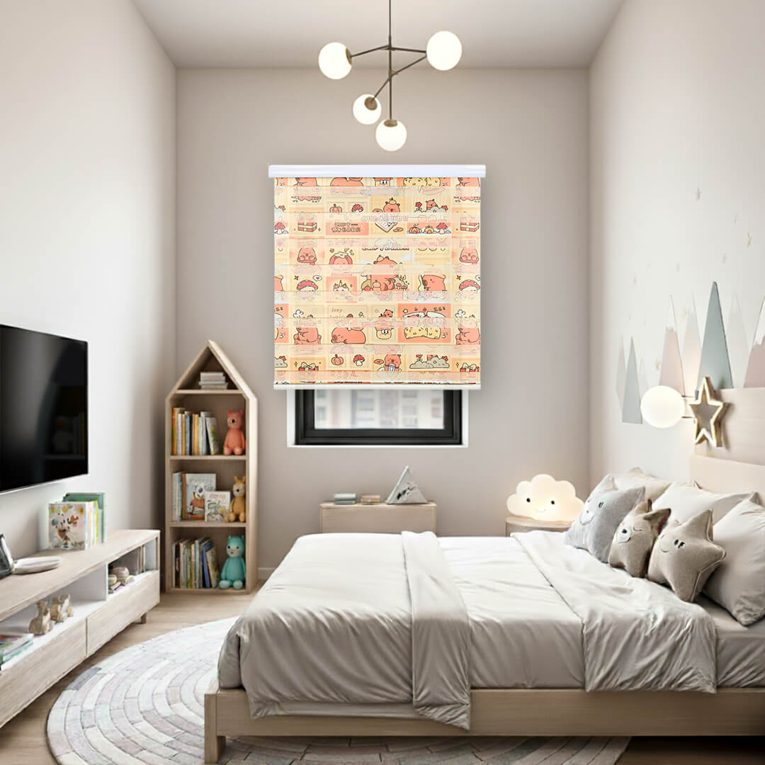 Cortina Roller Duo Zebra Día Y Noche Diseño Infantil Capibara