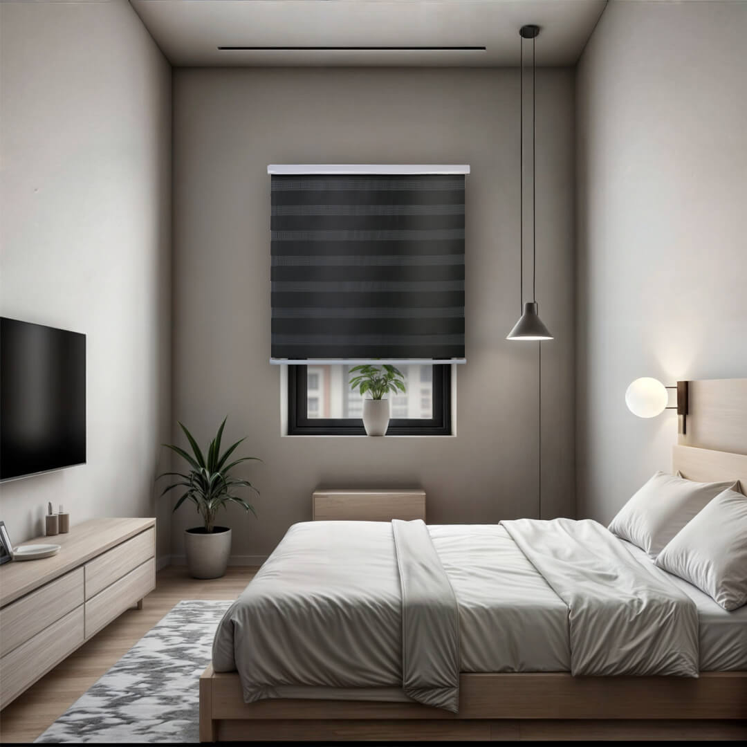 Cortina Roller Duo Dia y Noche Con Cenefa PVC - NEGRO