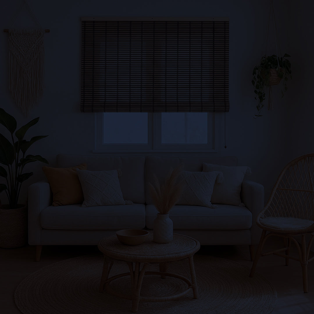 Cortina Roller Bambu Persiana Enrollable - CAFE RAYAS OSCURAS