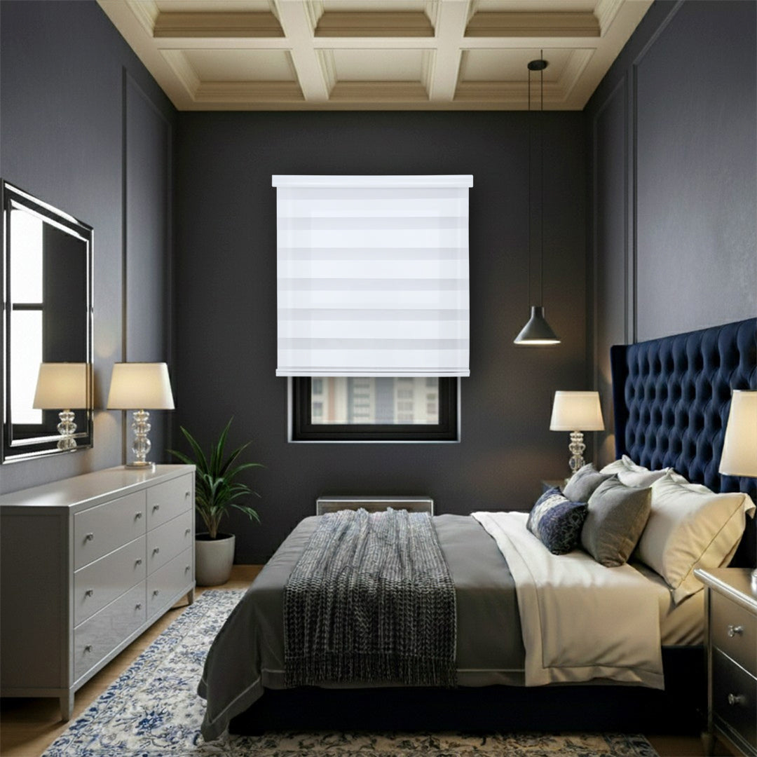 Cortina Roller Duo Blackout 80% Día Y Noche - Blanco