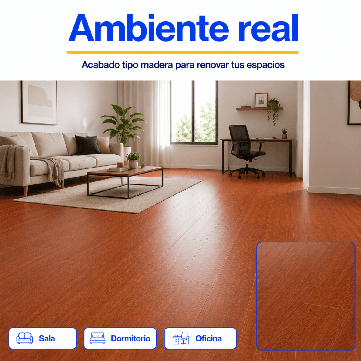 Piso Vinílico Autoadhesivo 91,44x15,24cm Antideslizante 5m2 36 piezas Marron Guiza