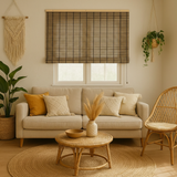 Cortina Roller Bambu Persiana Enrollable - CAFE RAYAS OSCURAS