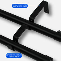 Barras De Cortina 19mm Extensibles Metálicas 120-210 Cm (NEGRO)