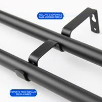 Barras De Cortina 19mm Extensibles Metálicas 120-210 Cm (NEGRO)