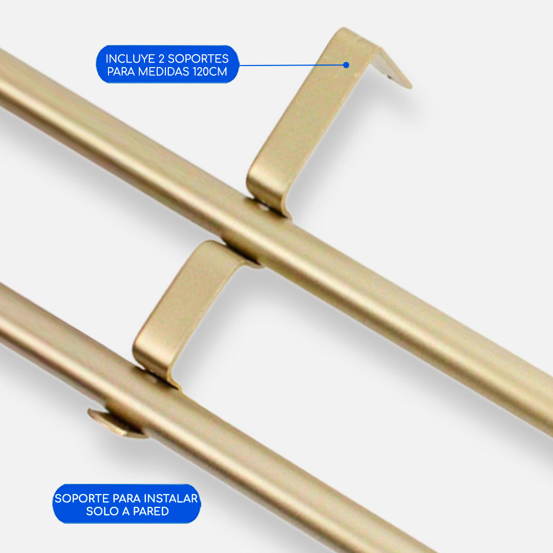 Barras De Cortina 19mm Extensibles Metálicas 120-210 Cm (DORADO)