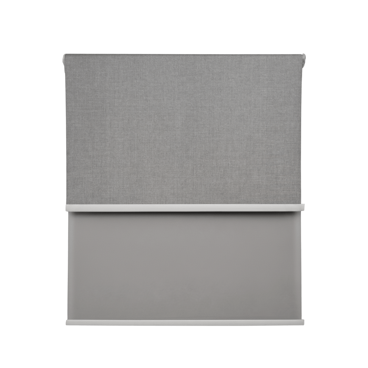 Cortina Roller Blackout Doble 2 Paño Con Visillo Gris Claro Lino SIN CENEFA
