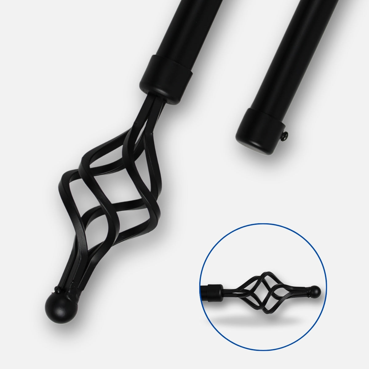 Barras De Cortina 19mm Extensibles Metálicas 120-210 Cm (NEGRO)