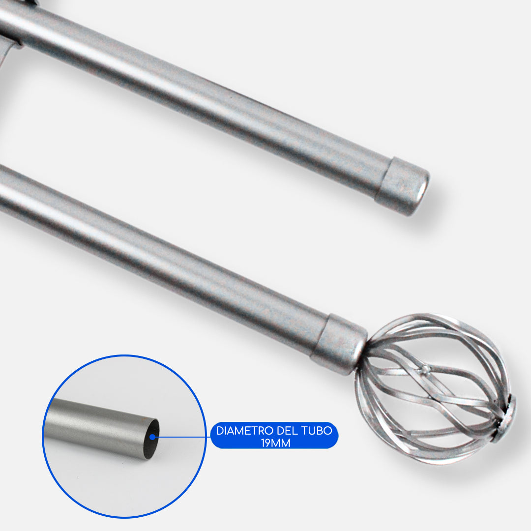 Barras De Cortina 19mm Extensibles Metálicas 120-210 Cm (PLATEADO)