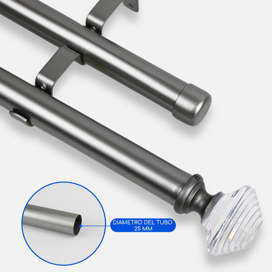 Barras De Cortina 25mm Extensibles Metálicas 120-210 Cm (PLATEADO)