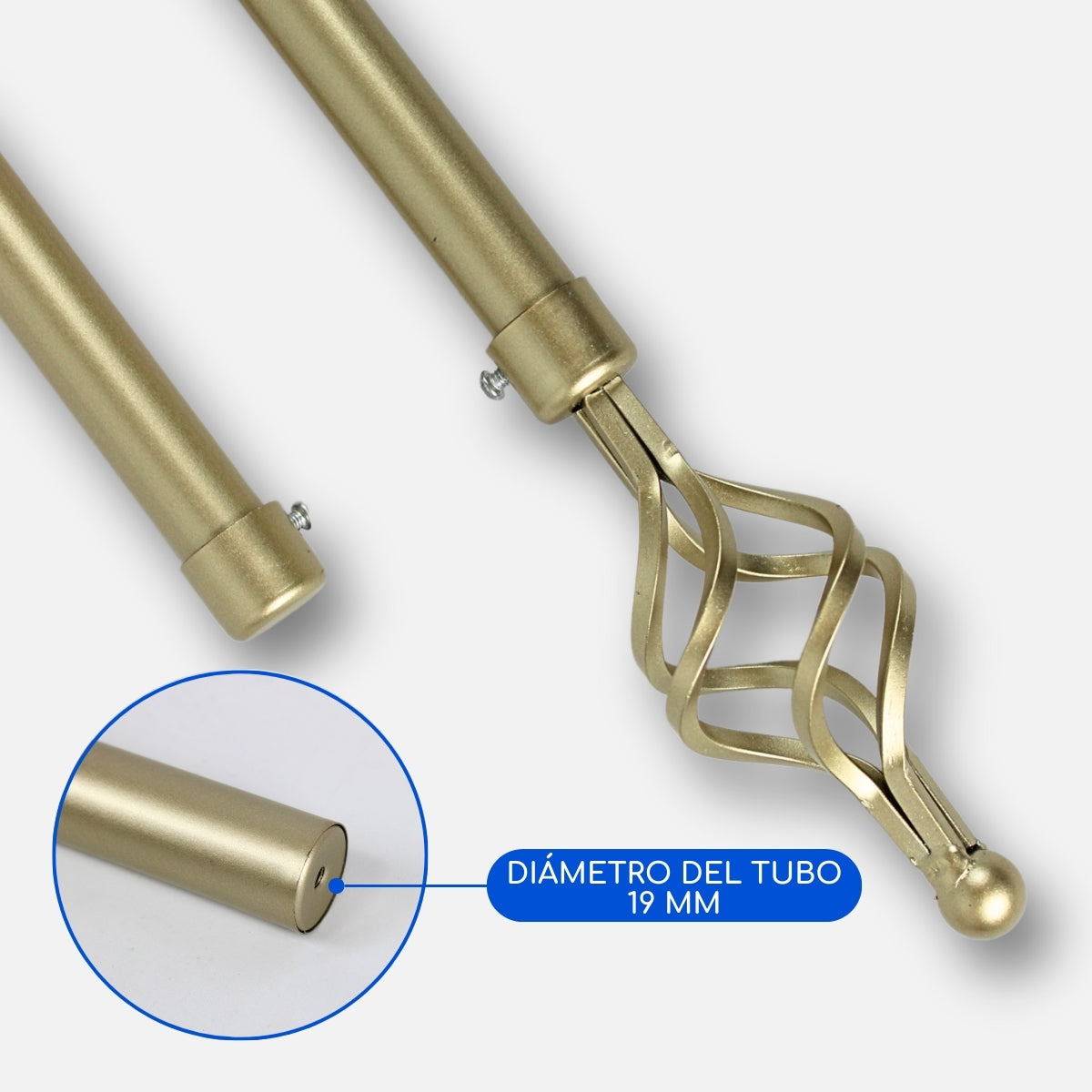 Barras De Cortina 19mm Extensibles Metálicas 120-210 Cm (DORADO)