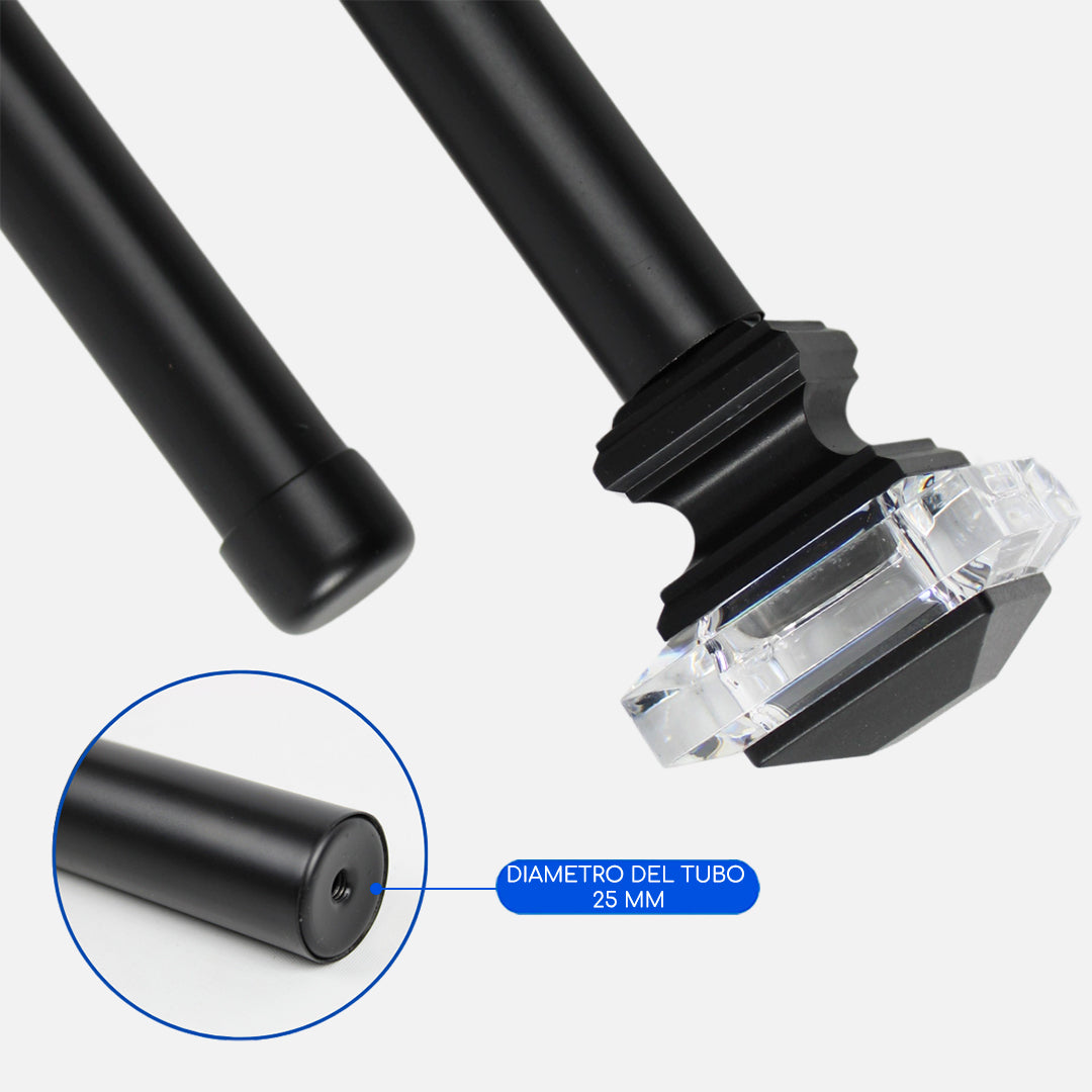 Barras De Cortina 25mm Extensibles Metálicas 120-210 Cm (NEGRO)