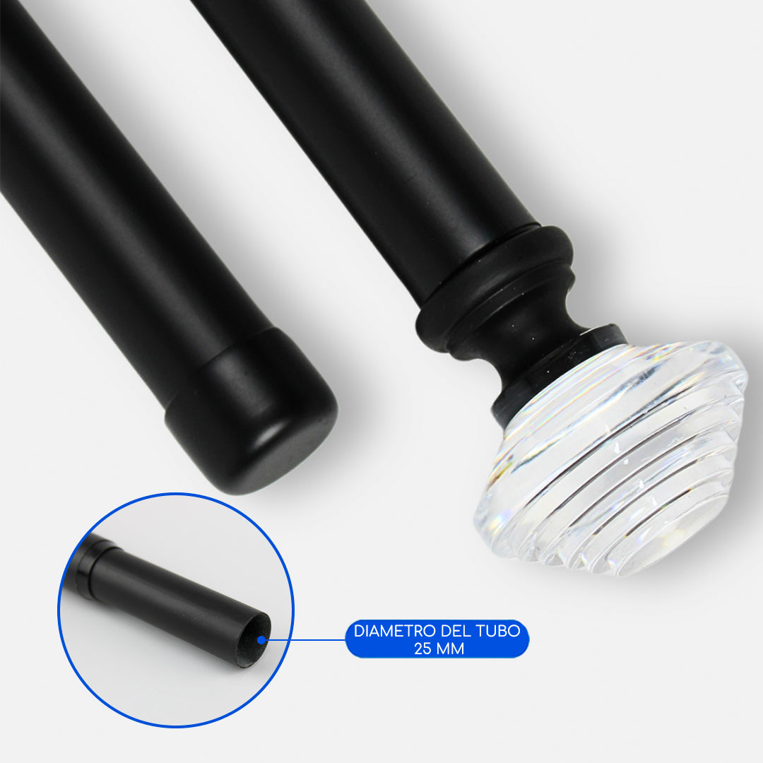 Barras De Cortina 25mm Extensibles Metálicas 120-210 Cm (NEGRO)