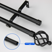 Barras De Cortina 19mm Extensibles Metálicas 160-300 Cm (NEGRO)
