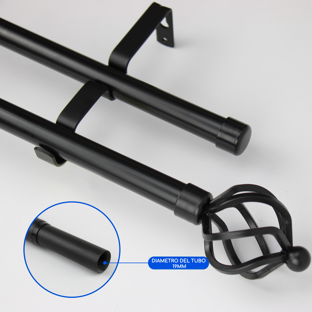 Barras De Cortina 19mm Extensibles Metálicas 160-300 Cm (NEGRO)