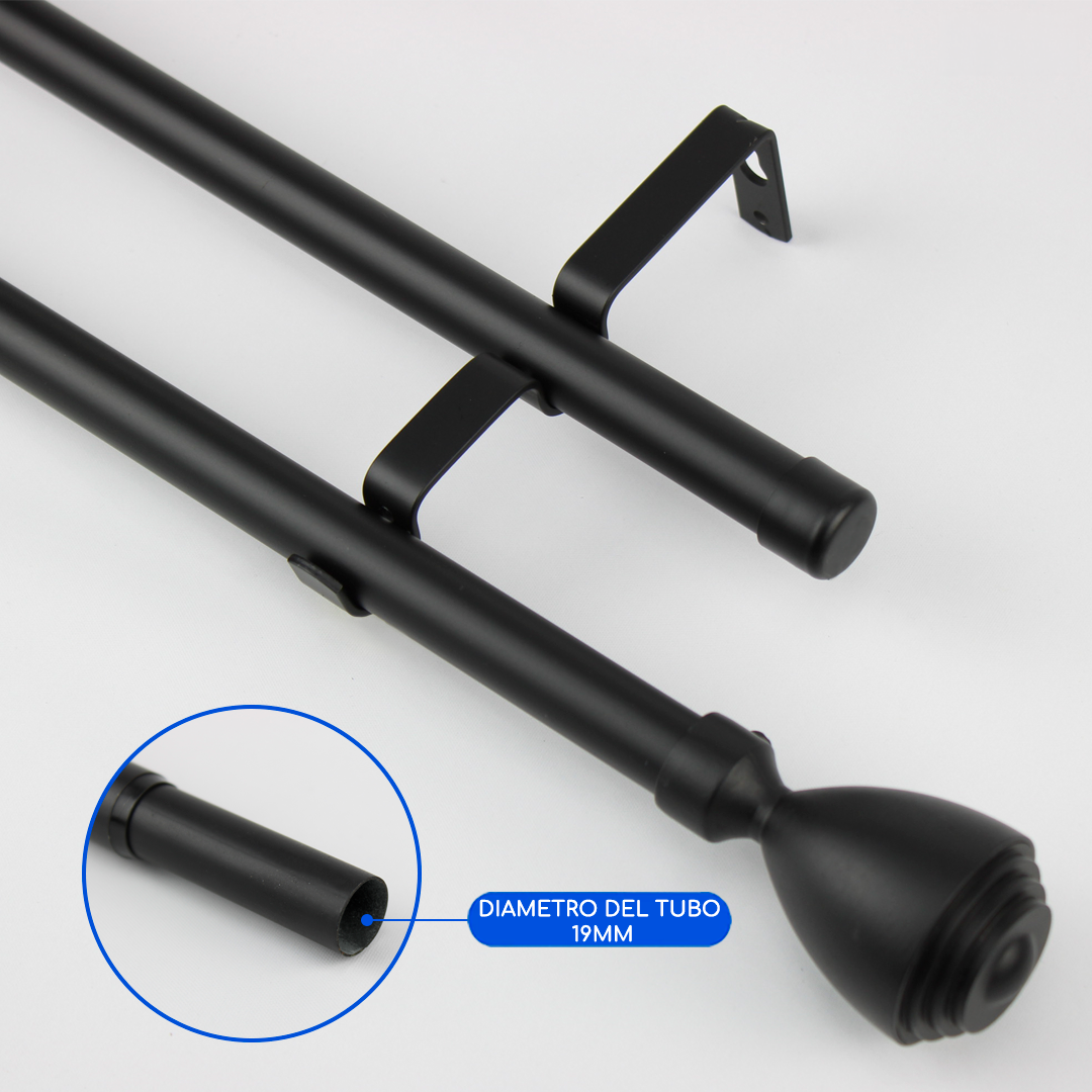 Barras De Cortina 19mm Extensibles Metálicas 160-300 Cm (NEGRO)